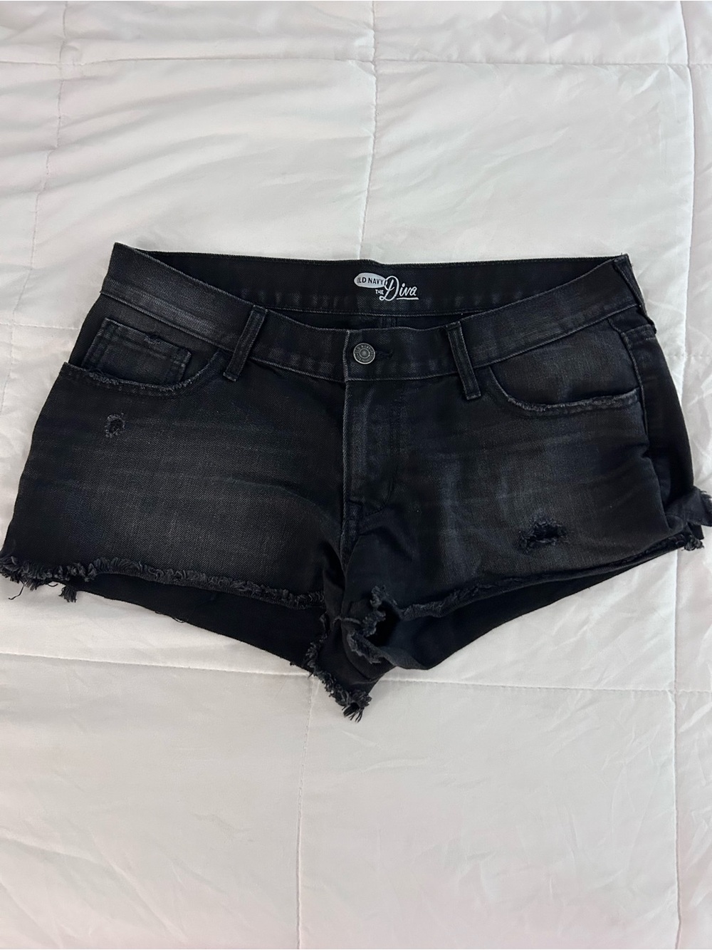 Old Navy Black Distressed Women's Denim Shorts, Size 8